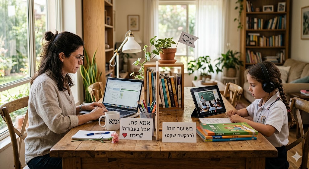 אמא פה אבל בעבודה