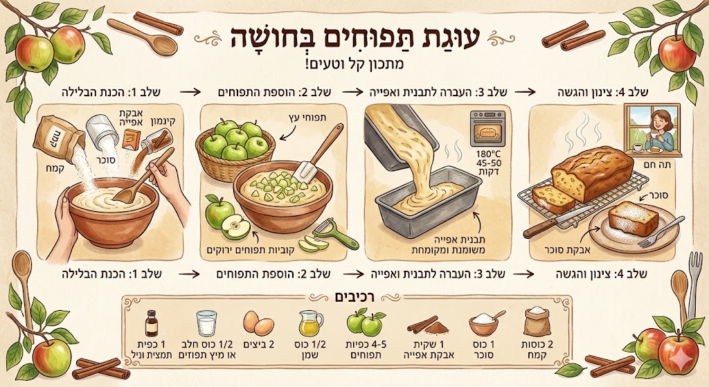 עוגה תפוחים בחושה