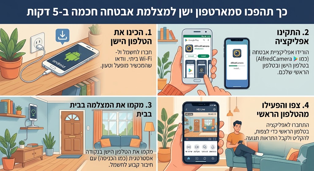 כך תהפכו סמארטפון ישן למצלמת אבטחה חכמה ב-5 דקות